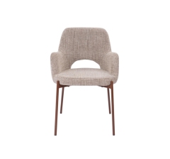 Beige dining chair with walnut transfer legs hole on the back Roda