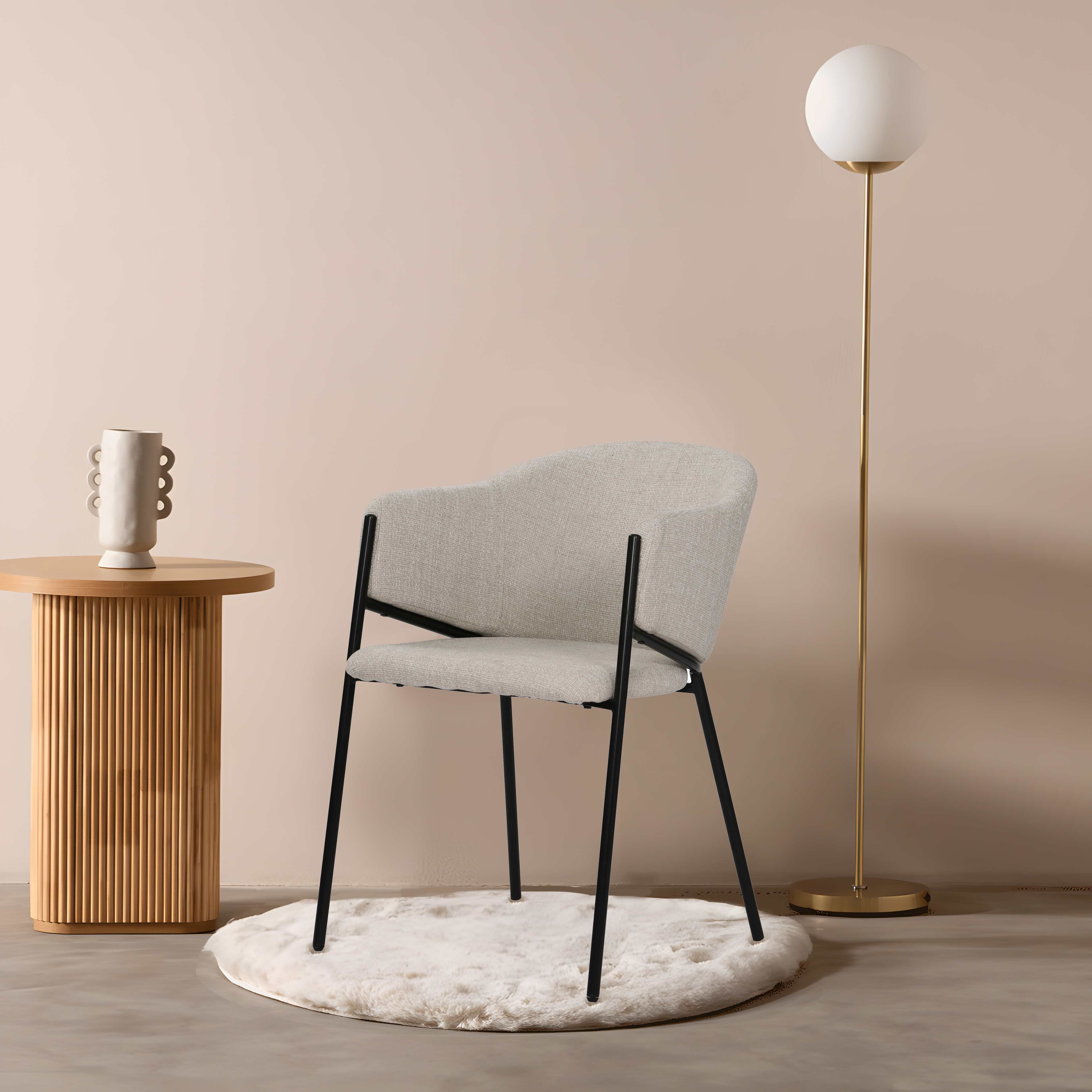 Beige dining chair with KD white legs Cuicy