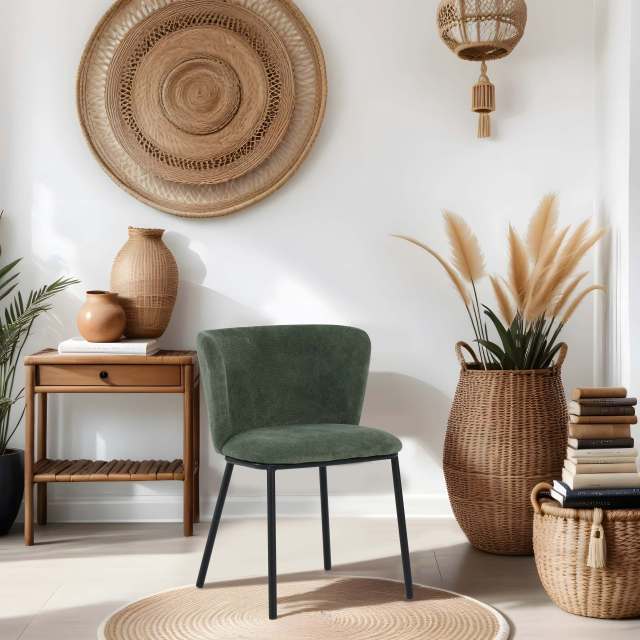 White color Minimalist dining chair with black legs Bona