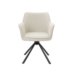 White color Swivel chair with KD black legs Arrow