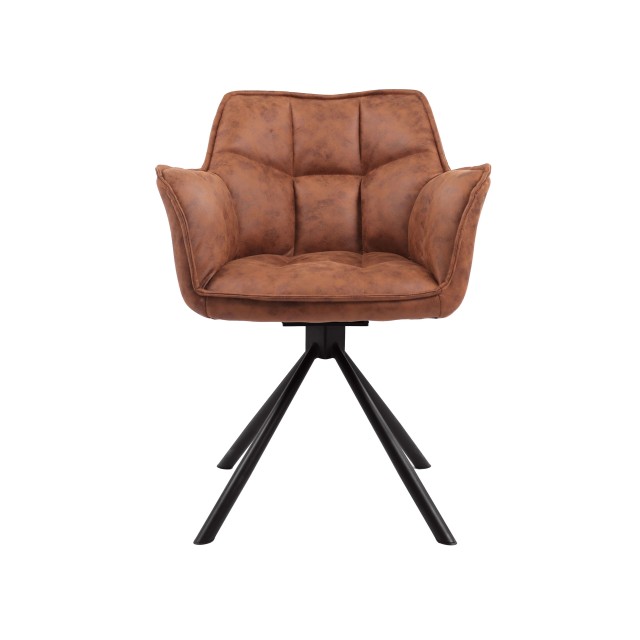 Brown color Swivel chair with KD black legs Arrow