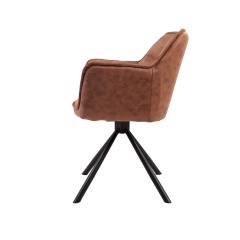 Brown color Swivel chair with KD black legs Arrow
