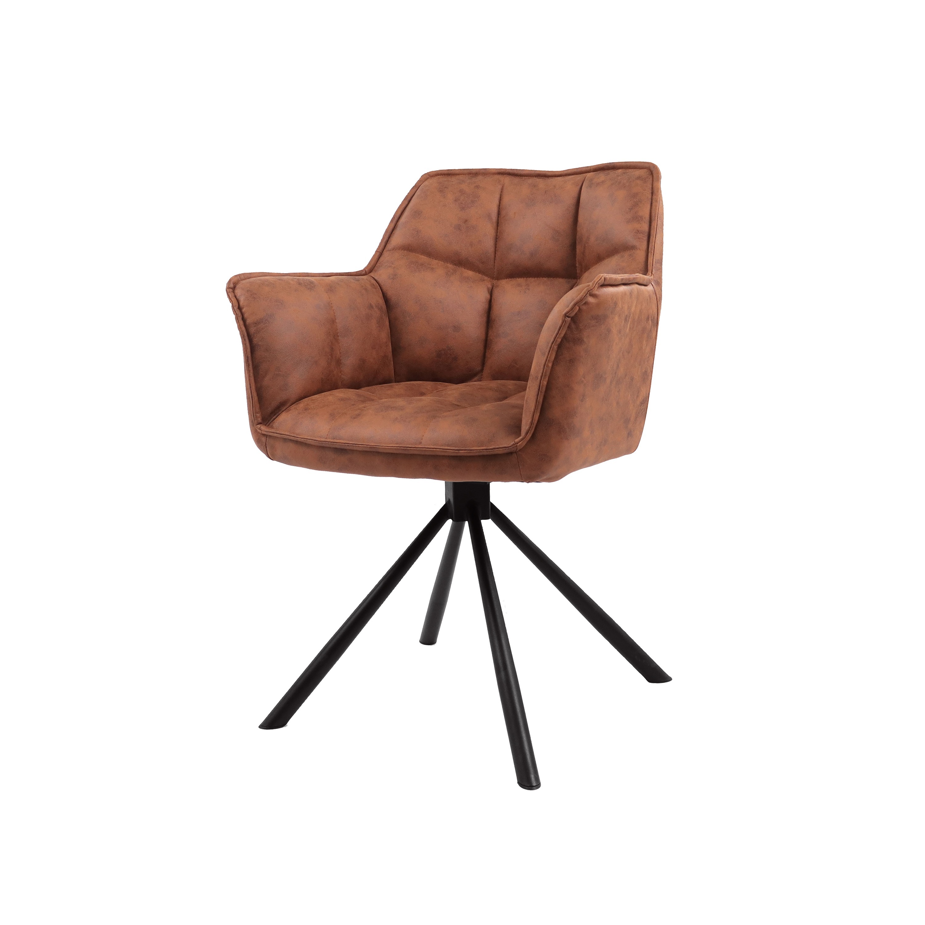 Brown color Swivel chair with KD black legs Arrow