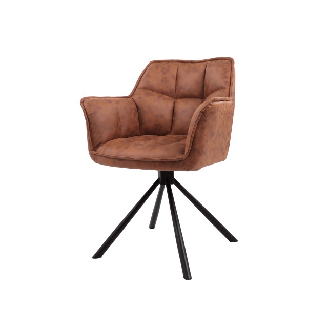Brown color Swivel chair with KD black legs Arrow
