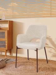Beige dining chair with walnut transfer legs hole on the back Roda