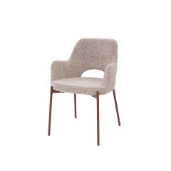 Beige dining chair with walnut transfer legs hole on the back Roda
