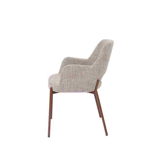 Beige dining chair with walnut transfer legs hole on the back Roda