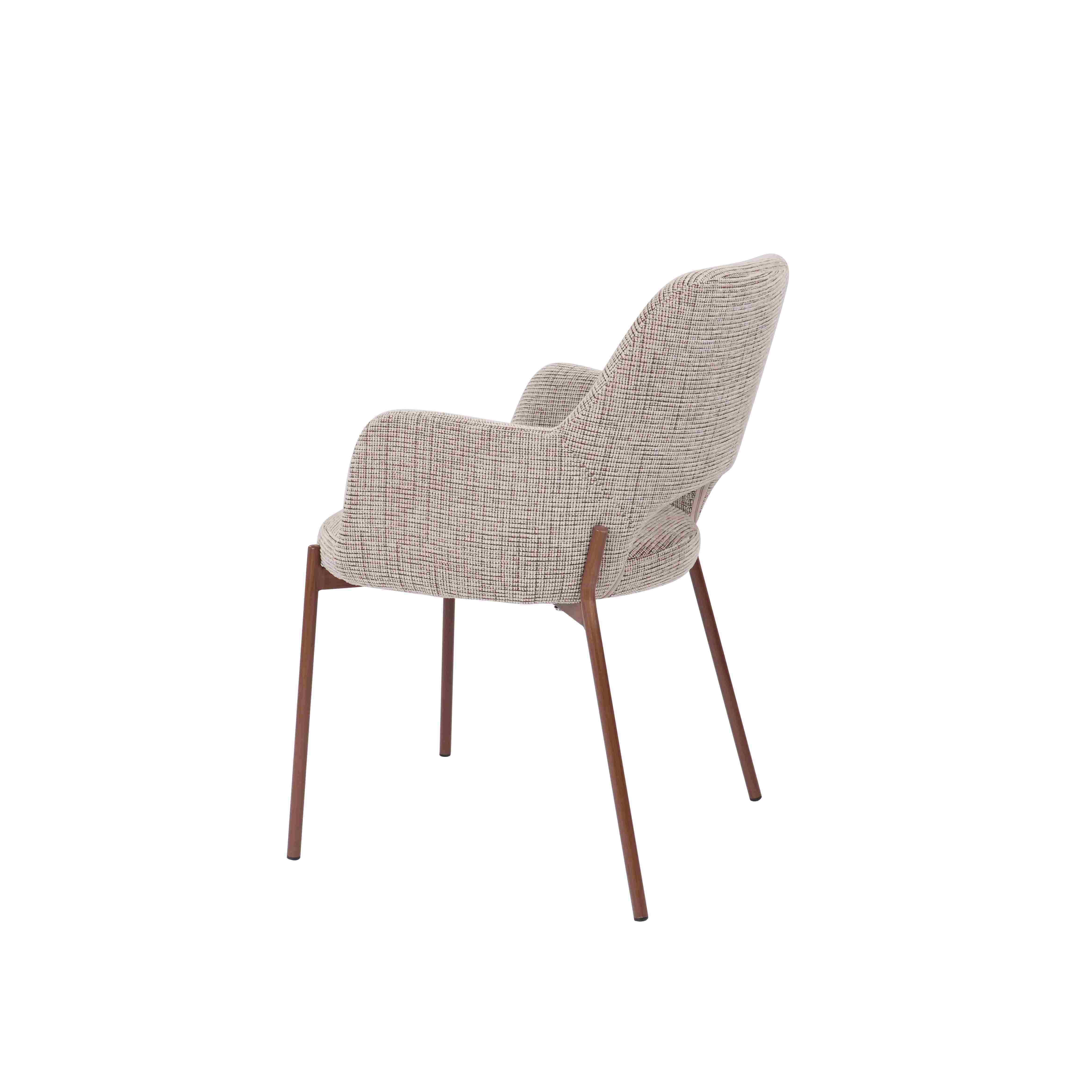 Beige dining chair with walnut transfer legs hole on the back Roda