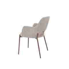 Beige dining chair with walnut transfer legs hole on the back Roda