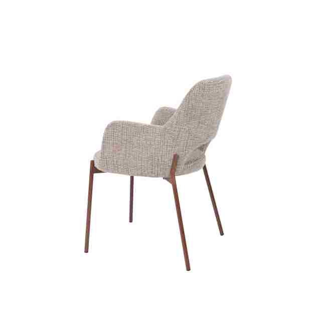 Beige dining chair with walnut transfer legs hole on the back Roda