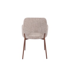 Beige dining chair with walnut transfer legs hole on the back Roda