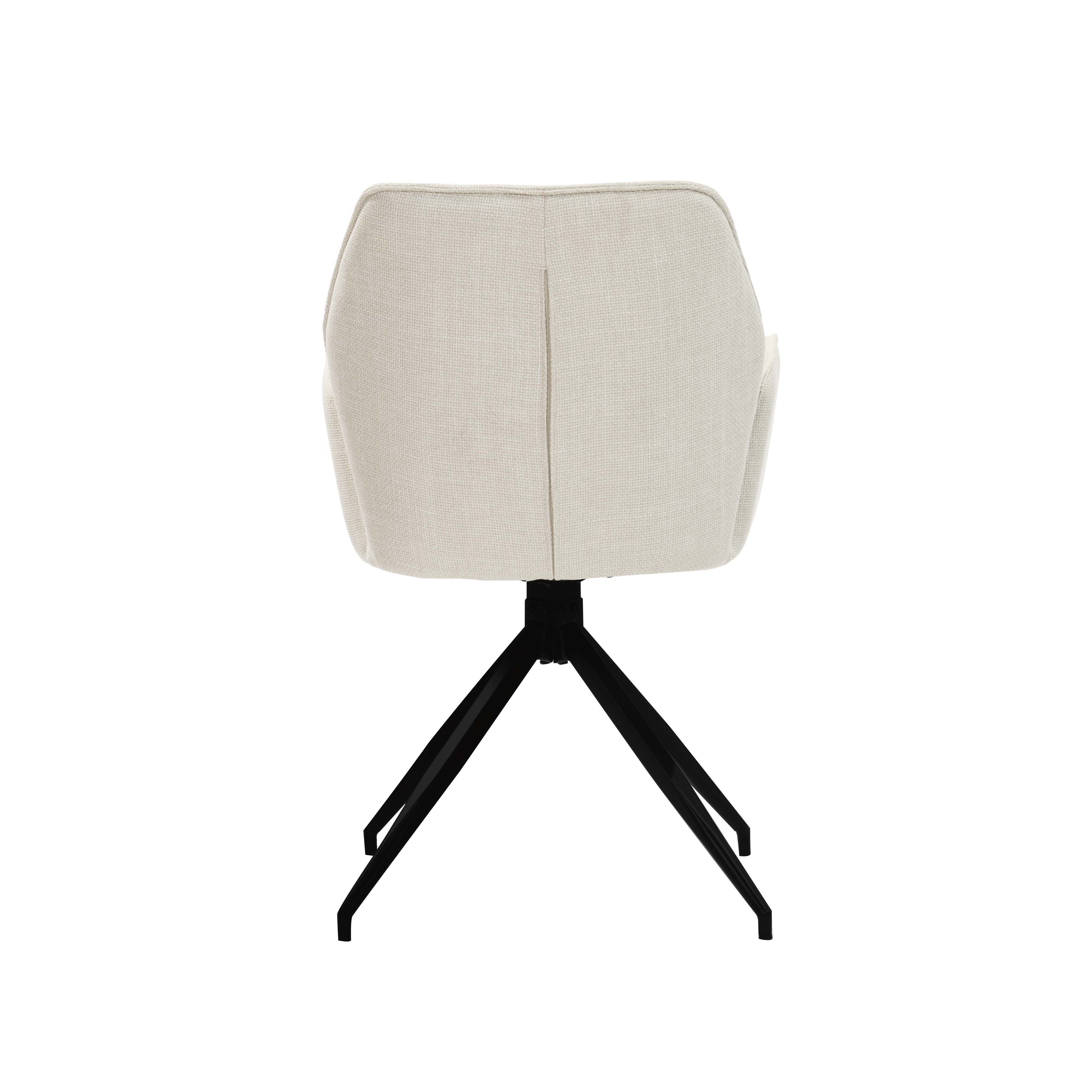 White Linen Fabric Dining Chair With Big Armrest Metal Frame for Home Furniture