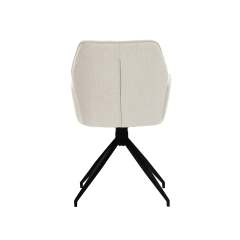 White Linen Fabric Dining Chair With Big Armrest Metal Frame for Home Furniture