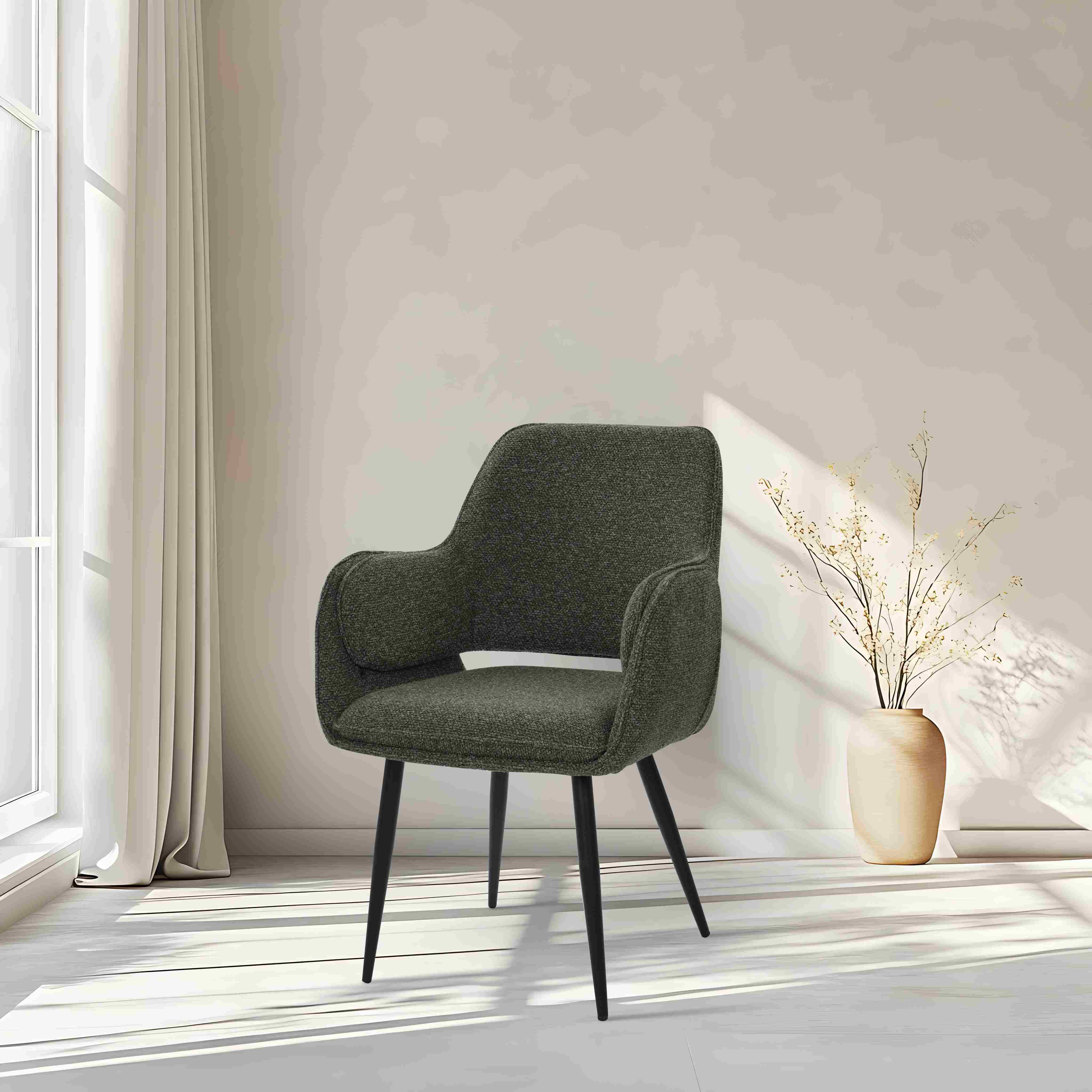 Contemporary Green Fabric Dining Chair with New Popular Leg Design