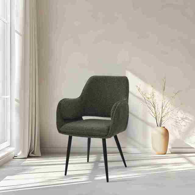 Contemporary Green Fabric Dining Chair with New Popular Leg Design