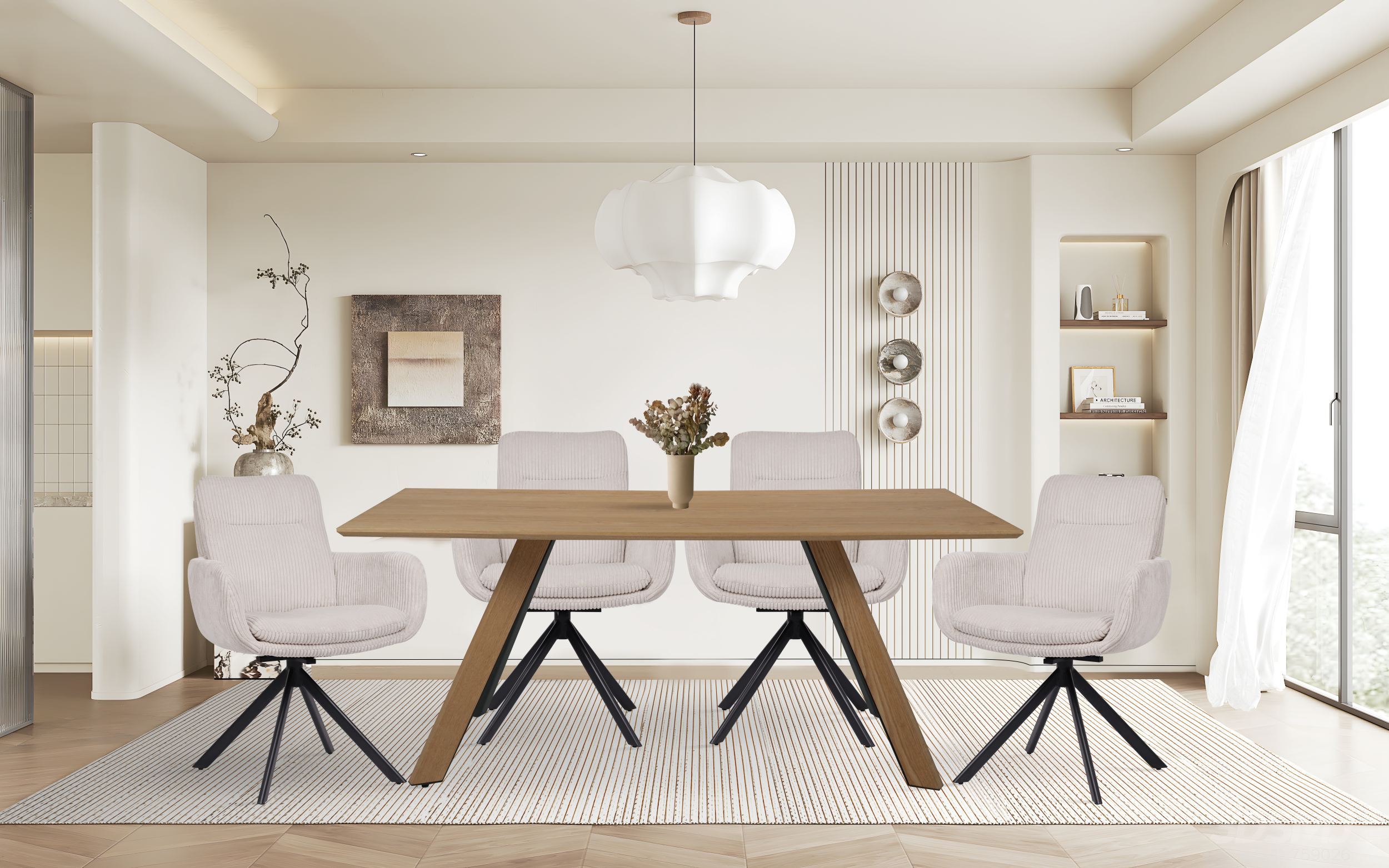 Elevate Your Dining Experience: Luxe Corduroy Swivel Dining Chair