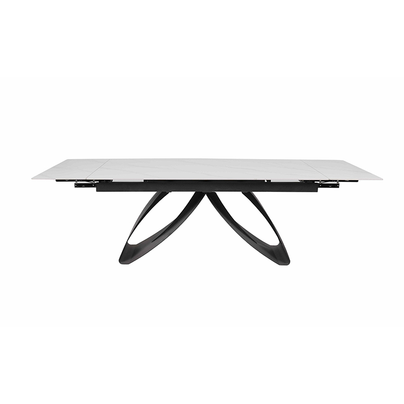 Elegant Expandable Ceramic Dining Table with Butterfly-Inspired Design