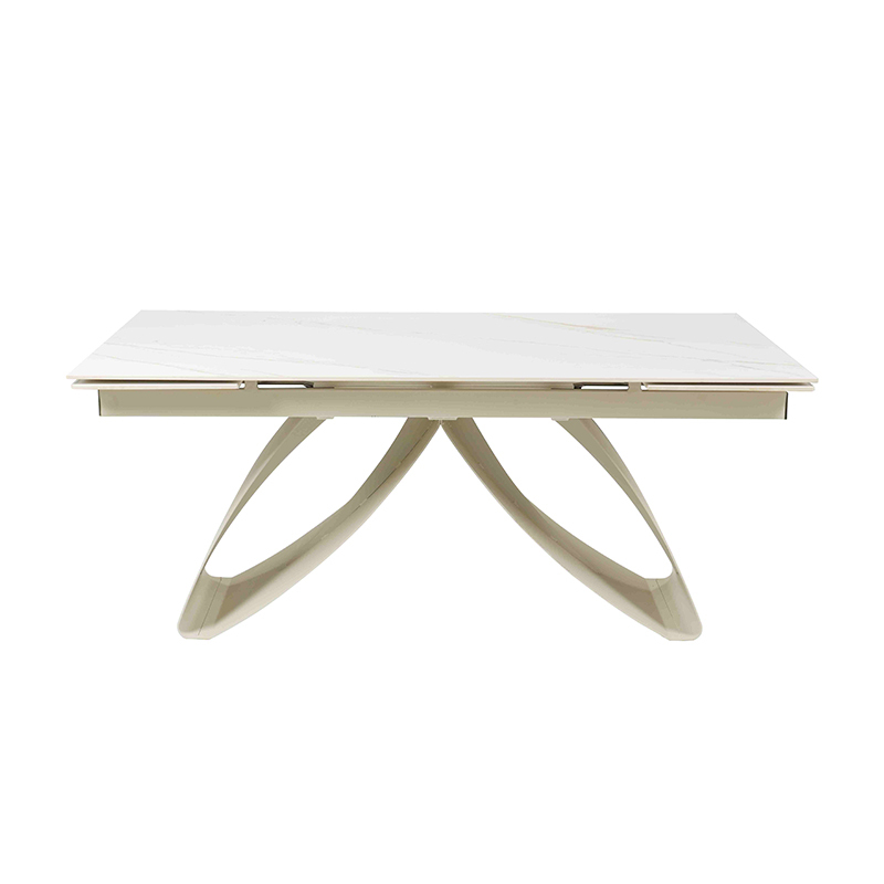 Elegant Expandable Ceramic Dining Table with Butterfly-Inspired Design