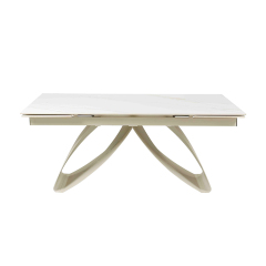 Elegant Expandable Ceramic Dining Table with Butterfly-Inspired Design