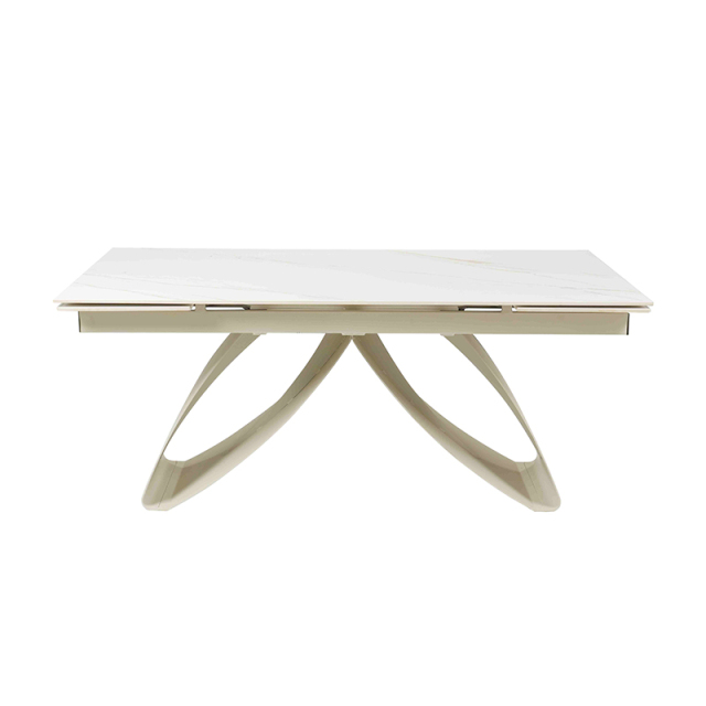 Elegant Expandable Ceramic Dining Table with Butterfly-Inspired Design