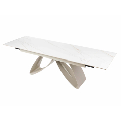 Elegant Expandable Ceramic Dining Table with Butterfly-Inspired Design