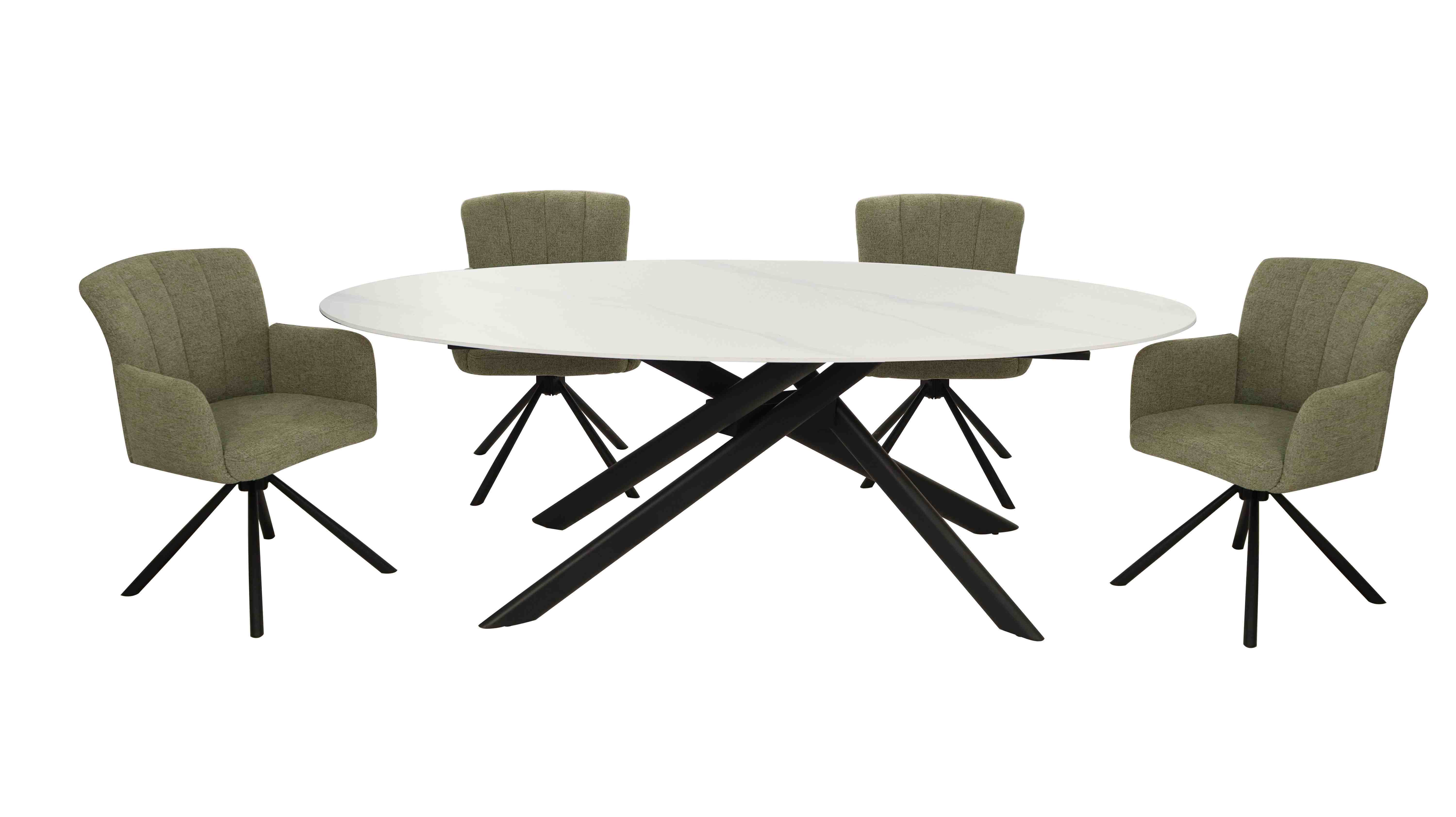 Oval White Elegant Ceramic Dining Table SASHA