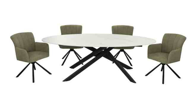 Oval White Elegant Ceramic Dining Table SASHA