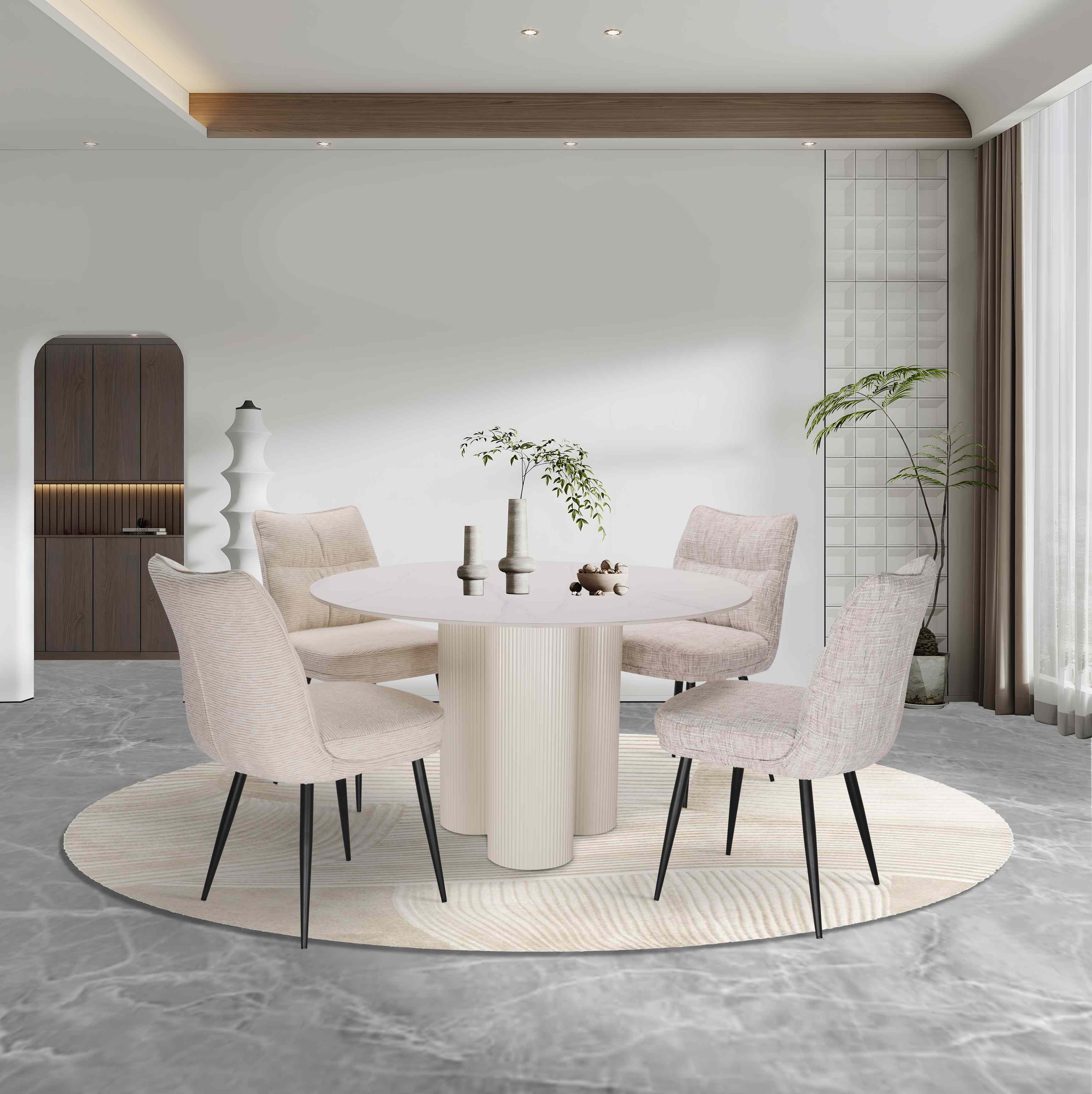 Round White Ceramic Dining Table