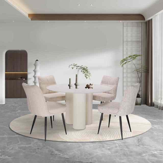 Round White Ceramic Dining Table