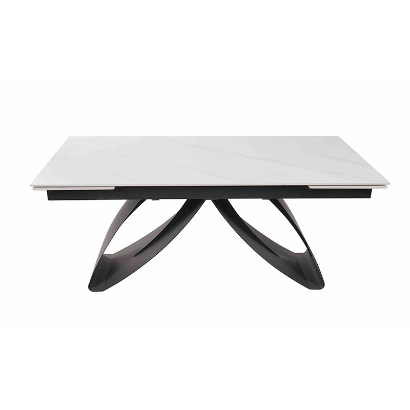 Elegant Expandable Ceramic Dining Table with Butterfly-Inspired Design