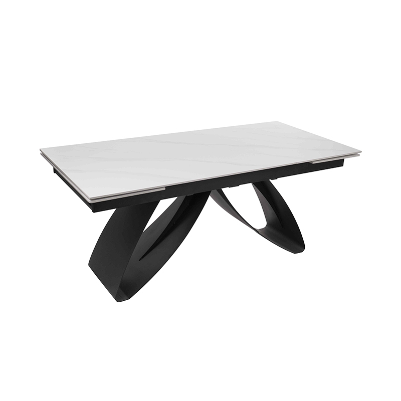 Elegant Expandable Ceramic Dining Table with Butterfly-Inspired Design