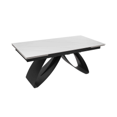 Elegant Expandable Ceramic Dining Table with Butterfly-Inspired Design