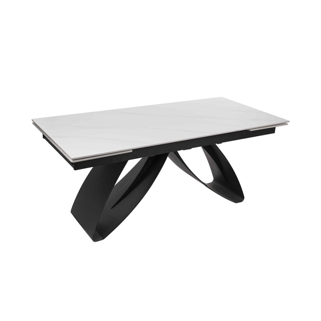 Elegant Expandable Ceramic Dining Table with Butterfly-Inspired Design