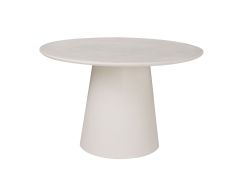 Round dining table All covered with white Travertine Microcement