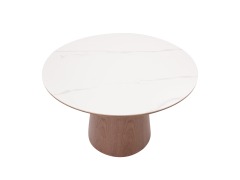 Round dining table Combine Double top snow mountaine white ceramic and walnut veneer