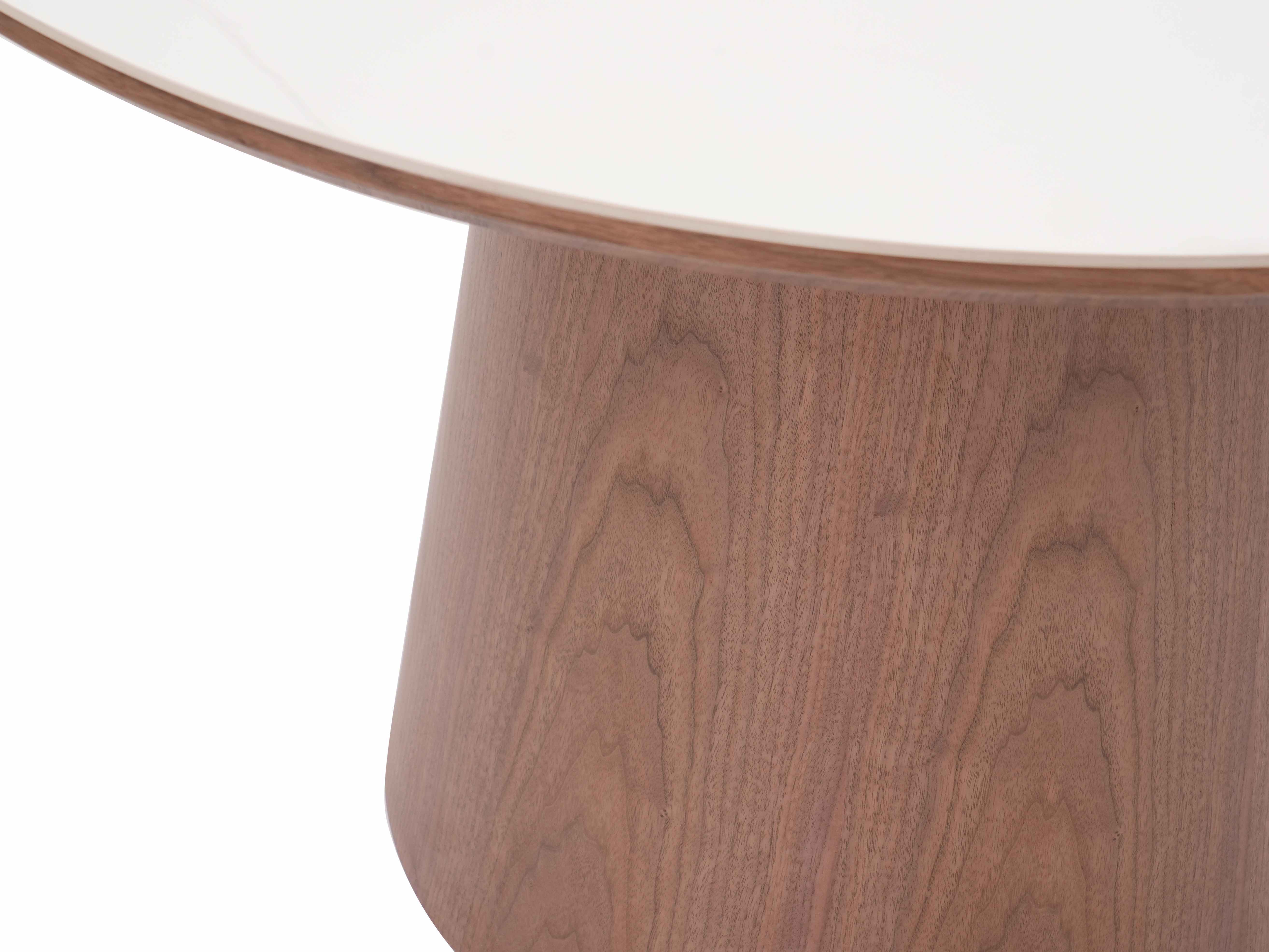 Round dining table Combine Double top snow mountaine white ceramic and walnut veneer