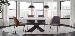 Luxurious Dining Table with Italy gray ceramic top and black sandy legs