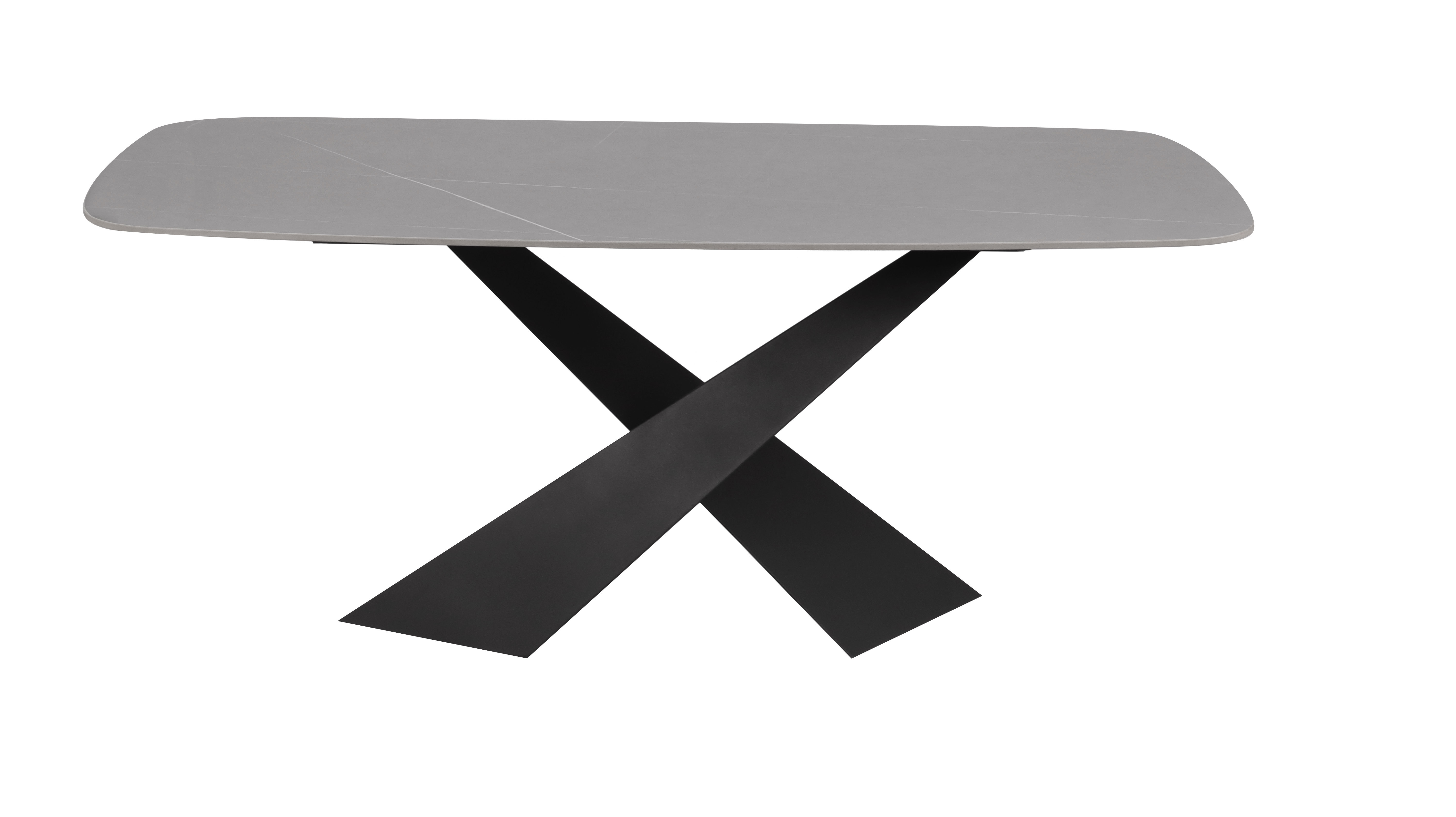 Luxurious Dining Table with Italy gray ceramic top and black sandy legs