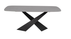 Luxurious Dining Table with Italy gray ceramic top and black sandy legs