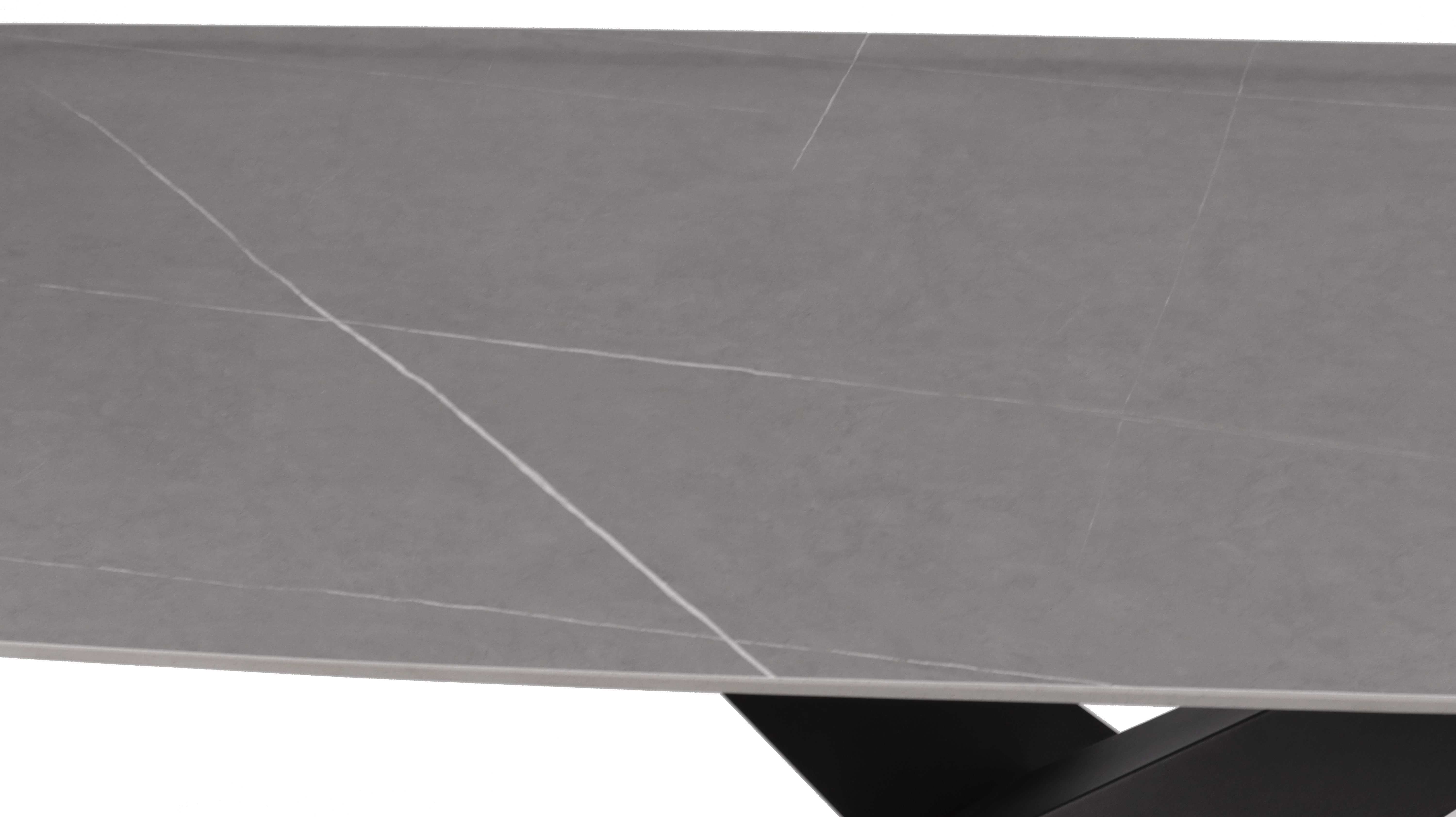 Luxurious Dining Table with Italy gray ceramic top and black sandy legs