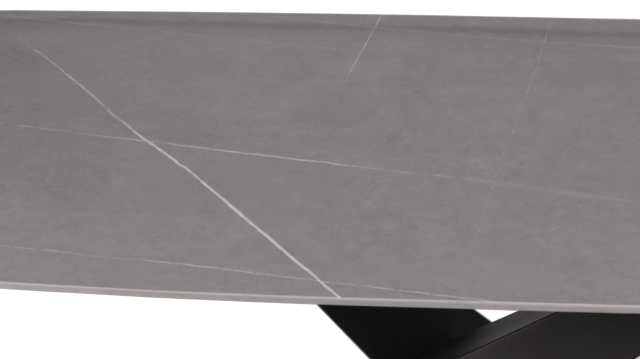 Luxurious Dining Table with Italy gray ceramic top and black sandy legs