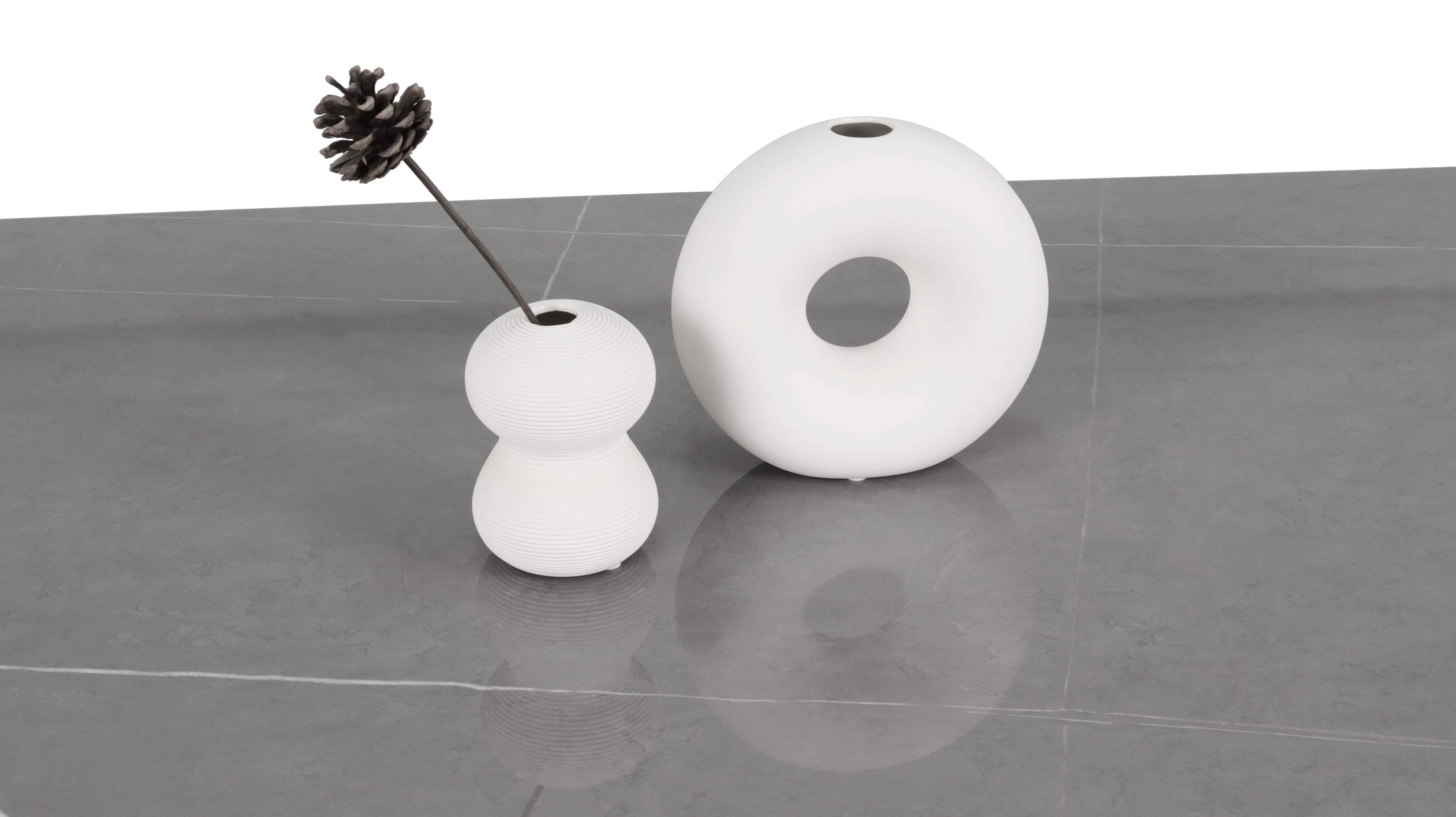 Luxurious Dining Table with Italy gray ceramic top and black sandy legs