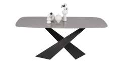Luxurious Dining Table with Italy gray ceramic top and black sandy legs