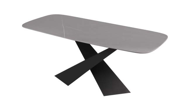 Luxurious Dining Table with Italy gray ceramic top and black sandy legs