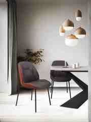Luxurious Dining Table with Italy gray ceramic top and black sandy legs