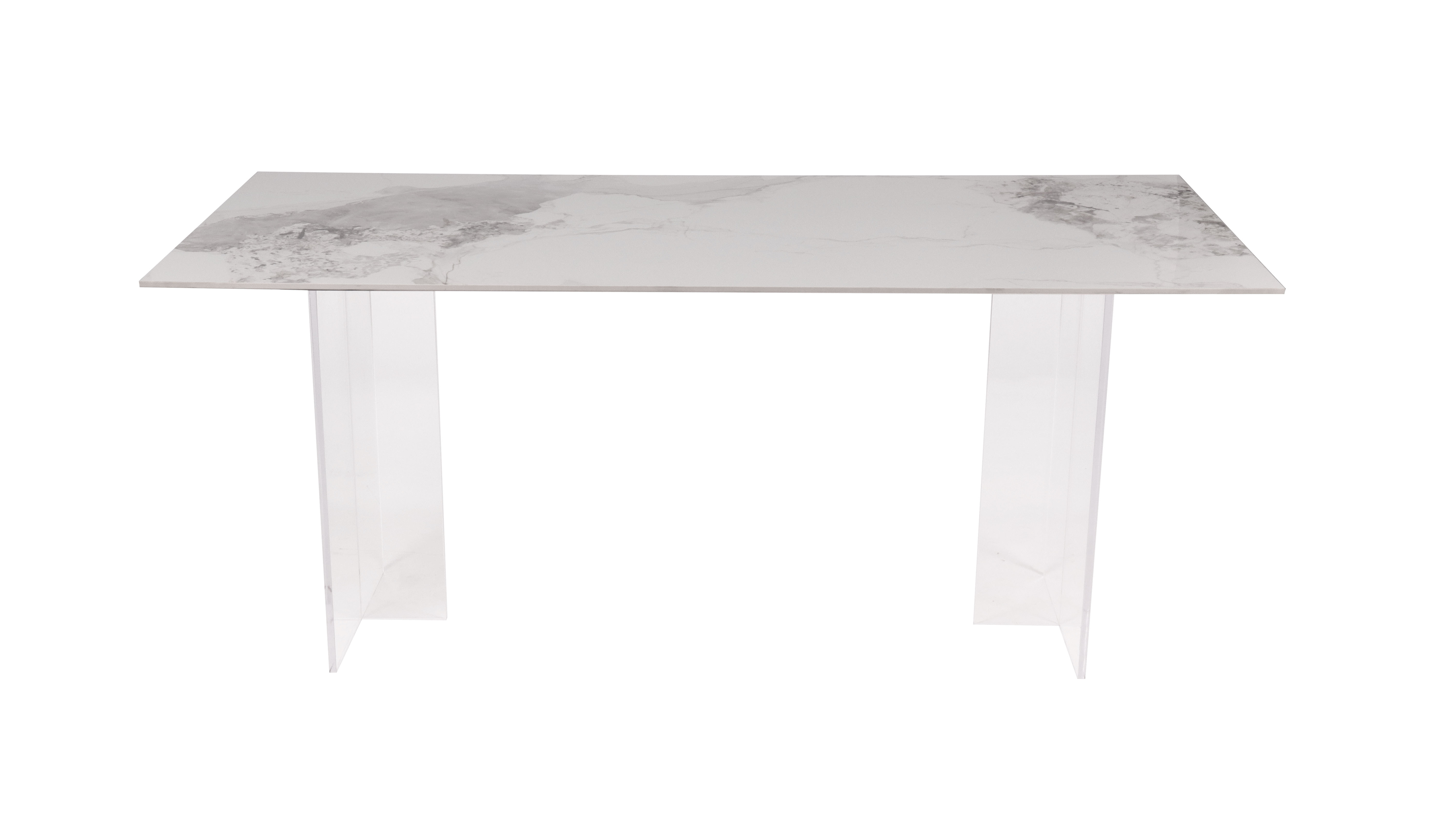 Newly Modern rectangular dining table with ceramic top and Acrylic legs