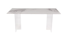 Newly Modern rectangular dining table with ceramic top and Acrylic legs