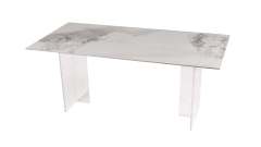Newly Modern rectangular dining table with ceramic top and Acrylic legs