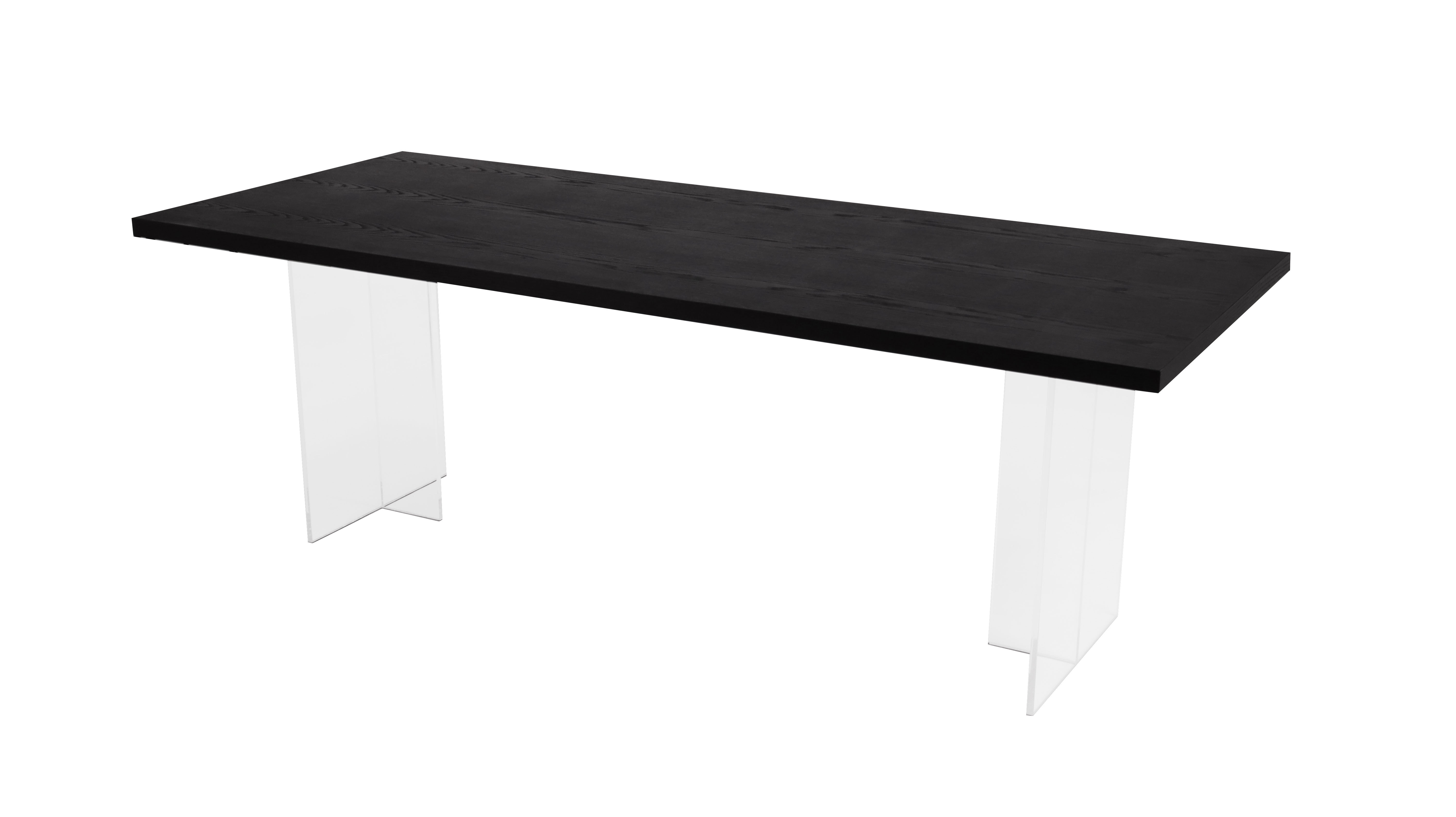 Newly Modern rectangular dining table with ceramic top and Acrylic legs