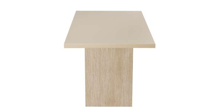 Nordic style beige painted rectangular dining table with Grey Travertine paper veneer